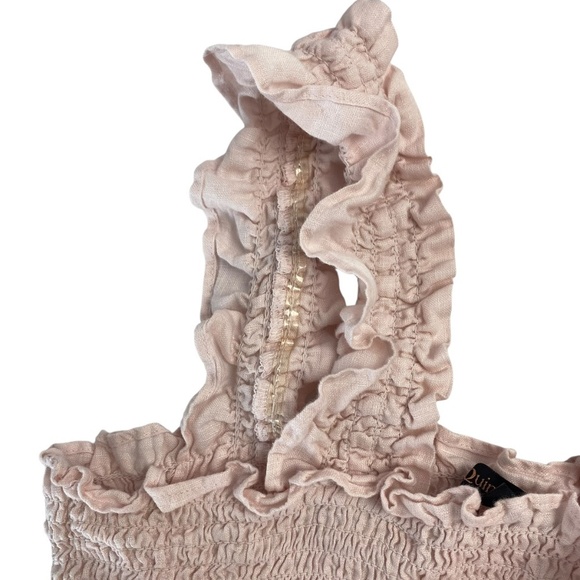 QUINCE 100% European Linen Smocked Midi Dress in Pale pink Size XL - NWOT - Picture 4 of 8